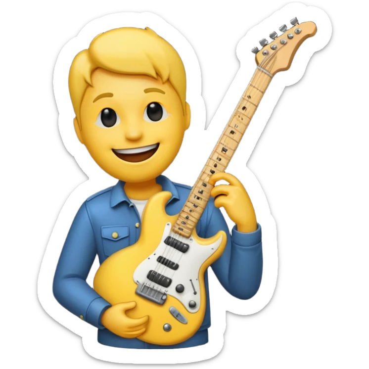 Bana elektronik gitar emojisi yap ama bir tane yüz emojisinin elinde olsun sticker