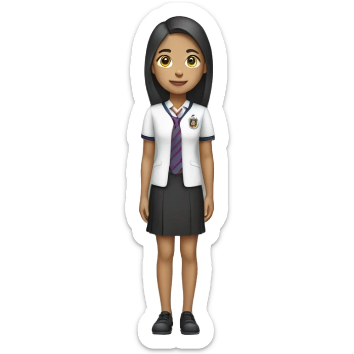 A full body emoji of a Malay young girl with collegiate uniform sticker