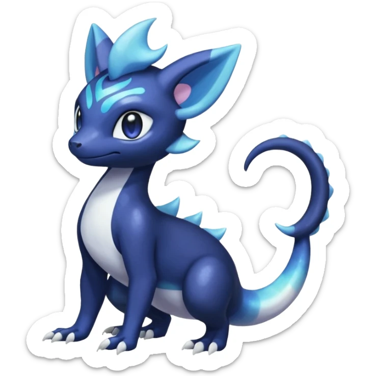 Shiny pastel Nebulae Salandit-Meowstic-Noibat-Fakémon-hybrid-creature (full body)  sticker