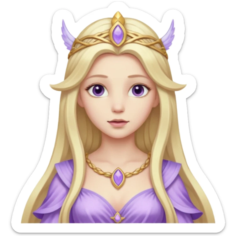 Freya, Goddess of Love from Gods and Goddesses with long blonde hair, lilac outfit sticker