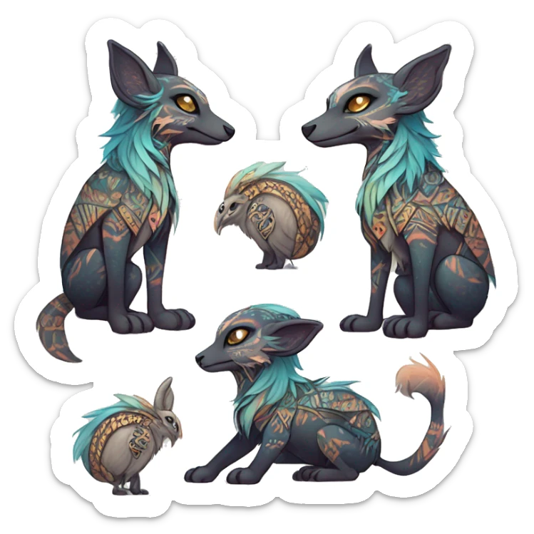 cute Kawaii edgy ethereal shy epic tribal fantasy animal fursona Fionbri creature by griffsnuff & LiLaiRa & Falvie with exotic colors with intricate patterns full body sticker