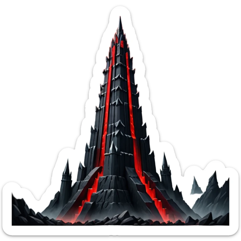 Barad Dúr from Lord of the Rings, Dark, giant Tower, with red beams shooting from the top into the sky sticker