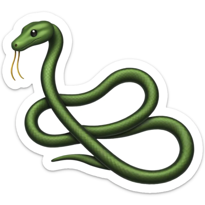 Minimalist emoji-style sticker of a bent paperclip shaped like a snake, wrapping onto itself. Thin black silhouette, no texture. sticker
