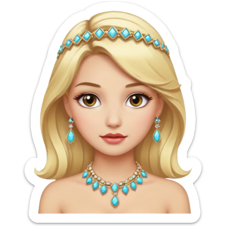 fancy blonde hair girl with makeup and jewellery sticker