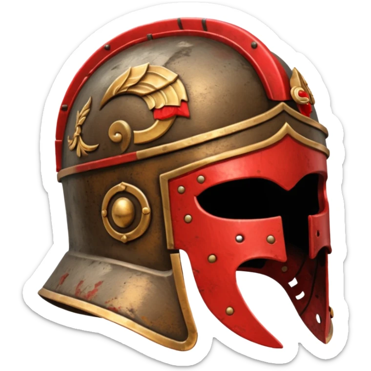 An emoji of an ancient Roman gladiator's helmet with a crest. sticker