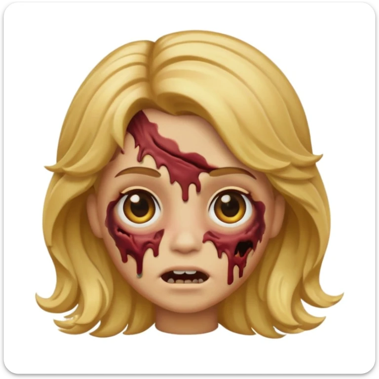 icon memoji, zombie skin ,  Wavy hair,  Golden blonde, eyes brown sticker