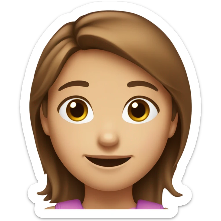 generate a emoji of a cute girl with brown hair and brown eyes, she is an adolescence girl, and is really cute sticker
