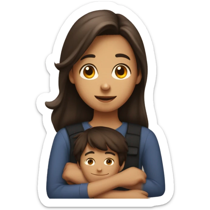 a brunette girl hugging a brunette boy and they’re both south asian  sticker