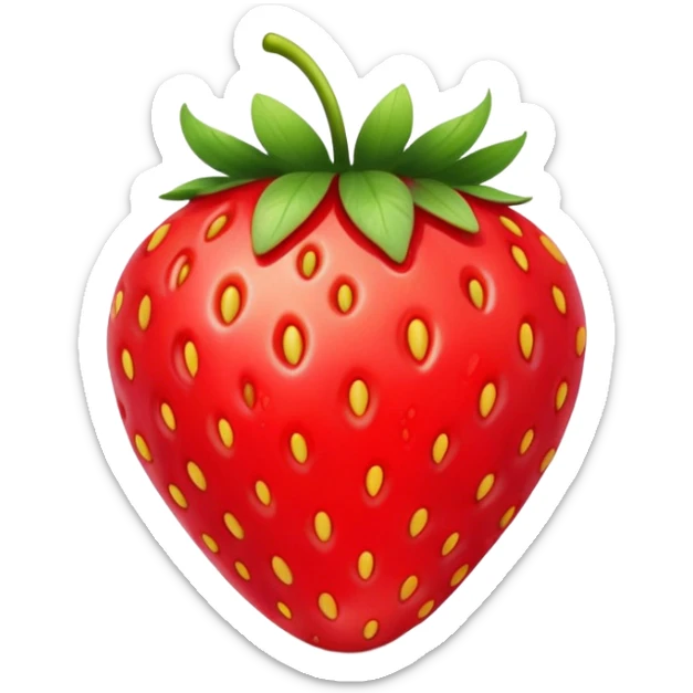 realistic strawberry, looks like a real strawberry but in emoji style sticker