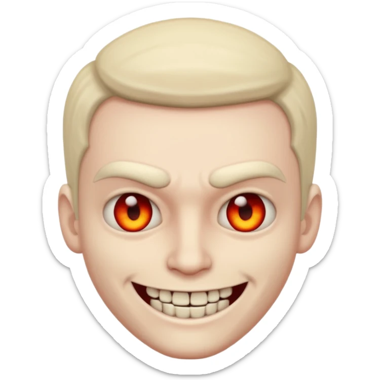 A emoji in which there is a deadly smile like toji from jujutsu kaisen and he is looking towards me scary way, male character  sticker