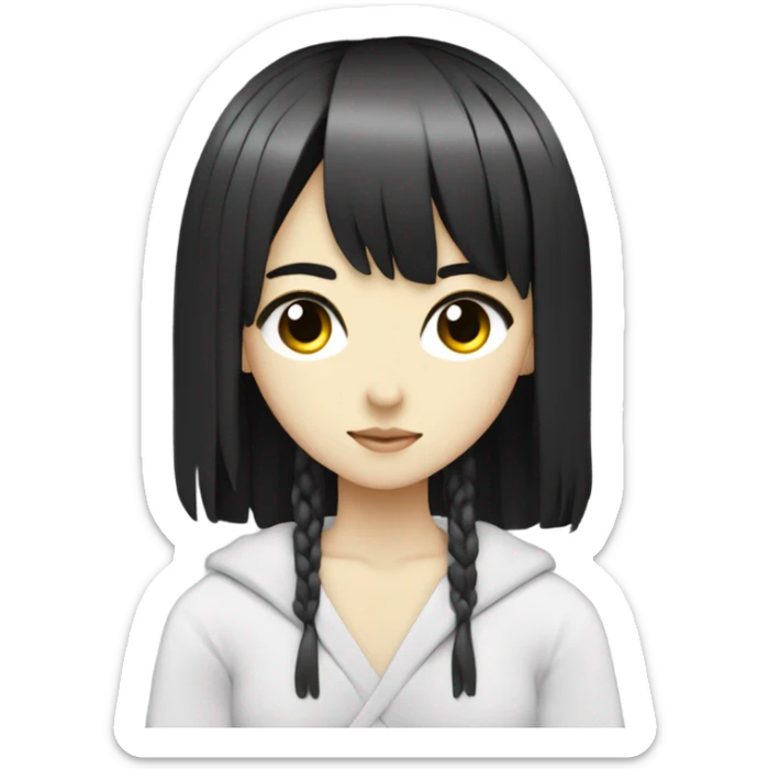 ascii art with japanese anime teen age girl with black hair and black eyes sticker