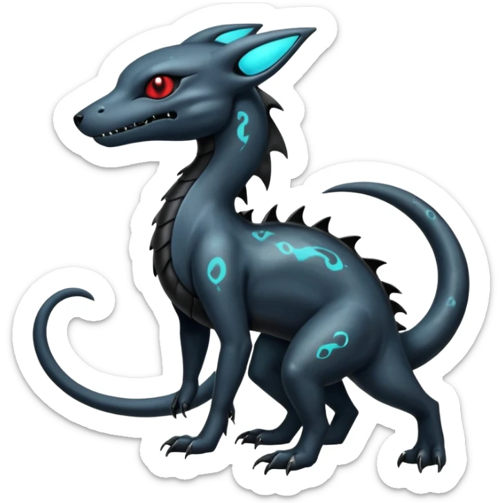 Evil Gothic Nebulae Shiny Futuristic Spooky Salandit-Umbreon-Fakémon-hybrid-creature (full body)  sticker
