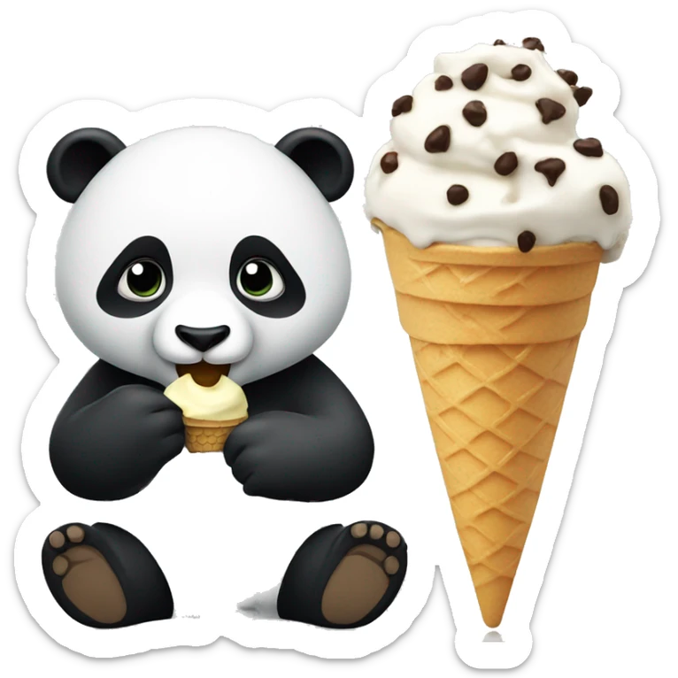 Panda eating ice cream sticker