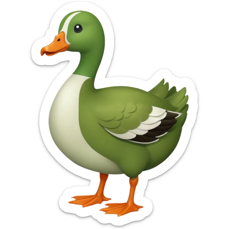 Make an emoji for a goose that's green. I want the goose to be goofy sticker