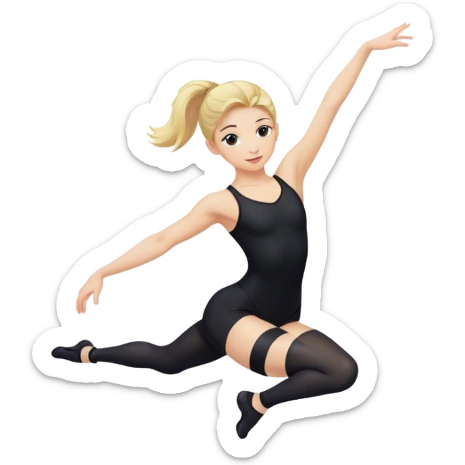  dancer-gymnast with blonde hair in black tights  (kids) sticker