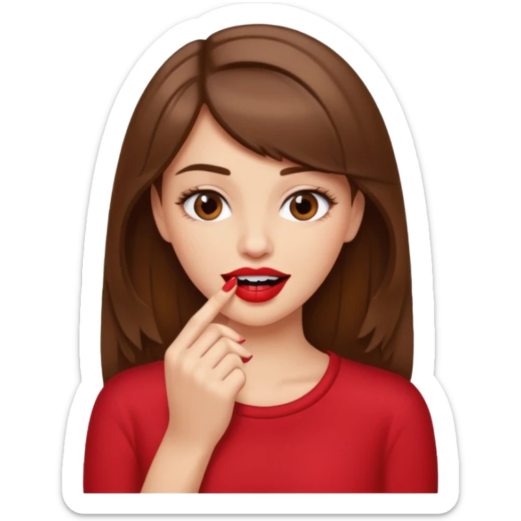 Une fille brune et blanche qui se mord l'ongle avec ses dents comme si elle draguait qqn sticker