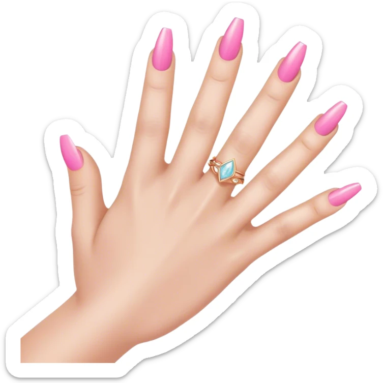 Un doigt qui pointe vers la droite on voit uniquement la main qui porte du vernis rose et des bagues aux doigt  sticker