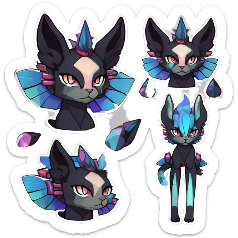 cool punk kawaii anime edgy distinguished pretty elegant beautiful fantasy black ethereal fantasy nargacuga-Noivern-sphynx-Quiana-Fakemon collar harness jewels full body sticker