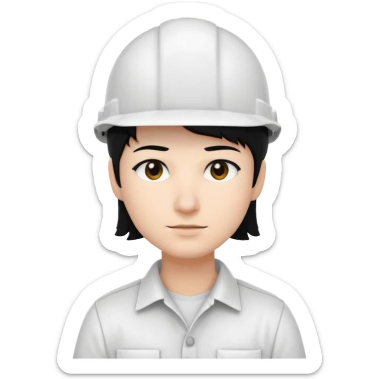UN EMOJI DE ARQUITECTA, CON SU CASCO, SU COLOR DE OJOS NEGRO, CABELLO NEGRO, SIN LENTES, CASCO BLANCO, Y CAMISA BLANCA sticker