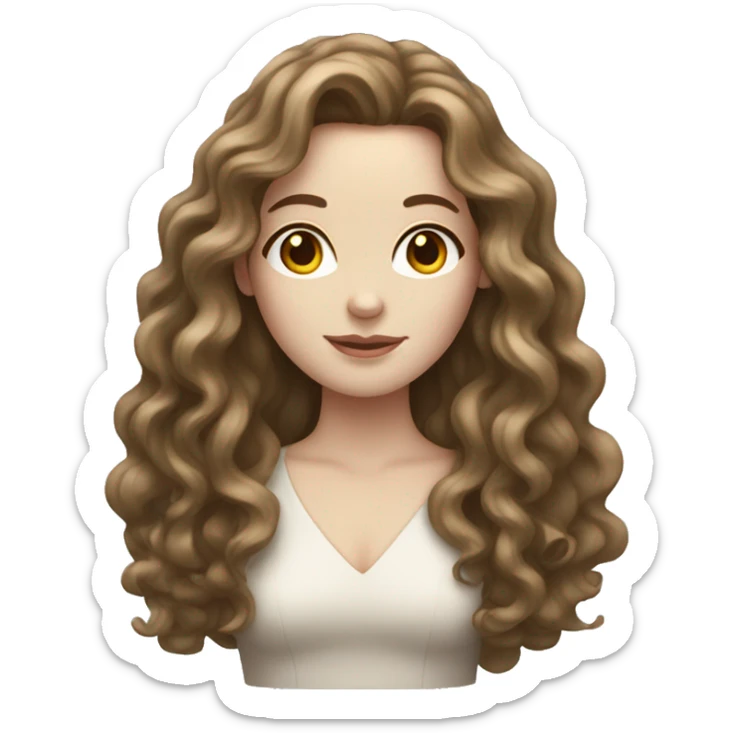 Woman with pale skin and long curly brown hair  sticker