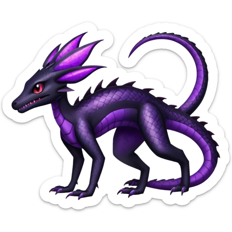 Shiny gothic Salazzle-Salandit-Umbreon-Fakémon-hybrid-creature (full body) 4 legs sticker