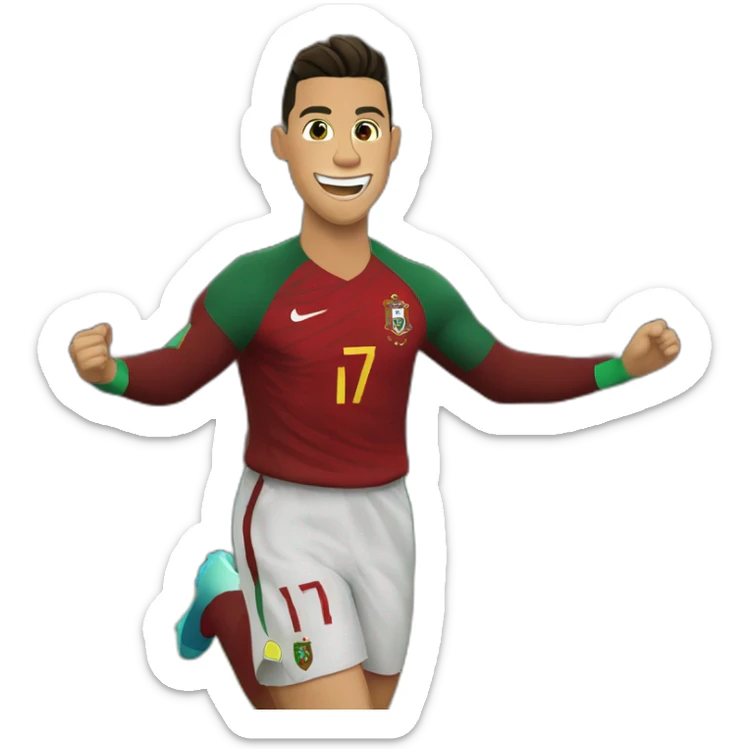 Cristiano Ronaldo haciendo su celebracion con la equipacion de portugal sticker