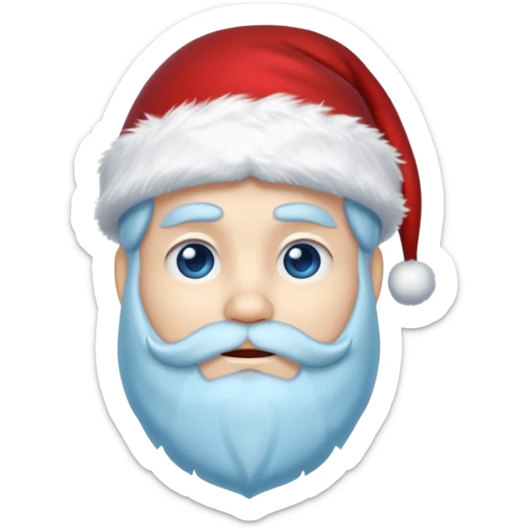 Fantasy human emoji portrait, Santa Claus hat with icy frost, simple winter mantle with icy blue fur trim and crimson inner fabric, northern winter aesthetic, calm heroic expression, clean flat emoji design, male/female variant
 sticker