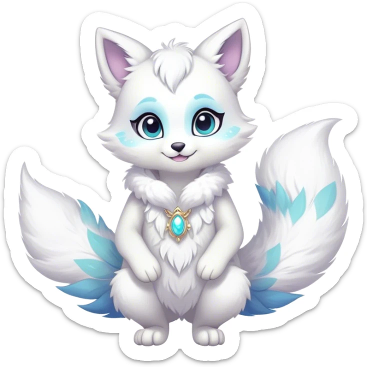 Full body Kawaii bright fantasy ethereal anthro fursona animal sticker