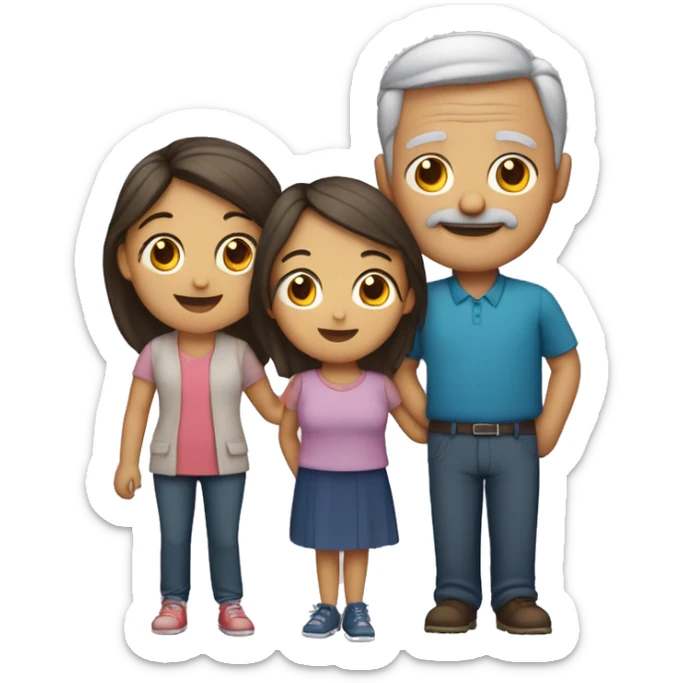 Familia de 4 personas padre y tres chicas cada una de diferente edad sticker