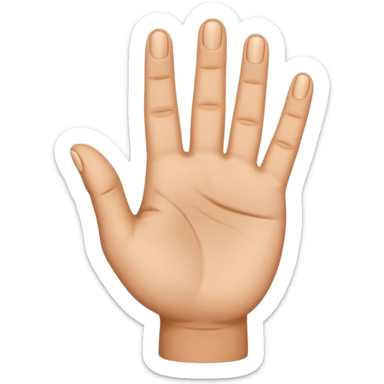 Extend your thumb, index finger, and middle finger straight out.
Tuck your ring finger and pinkie down into your palm (they stay folded). sticker