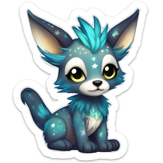 Cool cute Kawaii edgy fantasy animal sparkle fursona Fionbri creature by griffsnuff & LiLaiRa & Falvie full body sticker