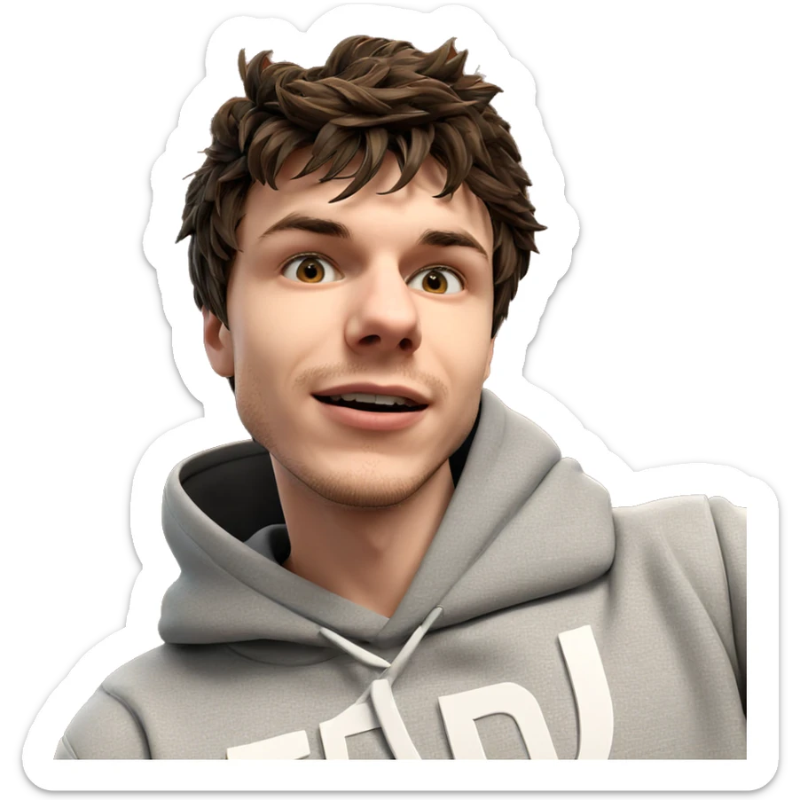 boy in hoodie with stubble sticker