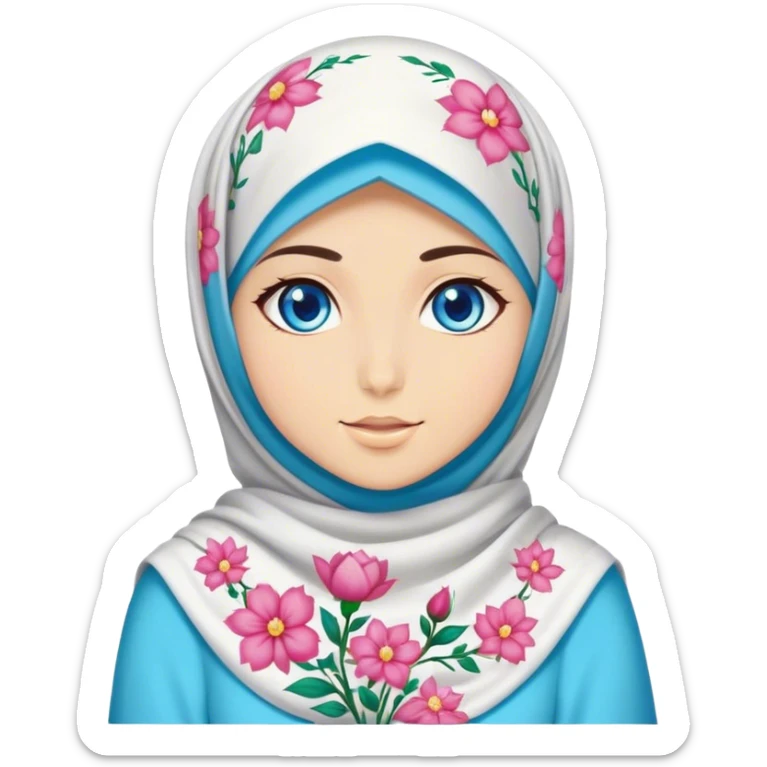 Turkish beautiful finish Konya girl blue eyes with hijab and blooming dress sticker