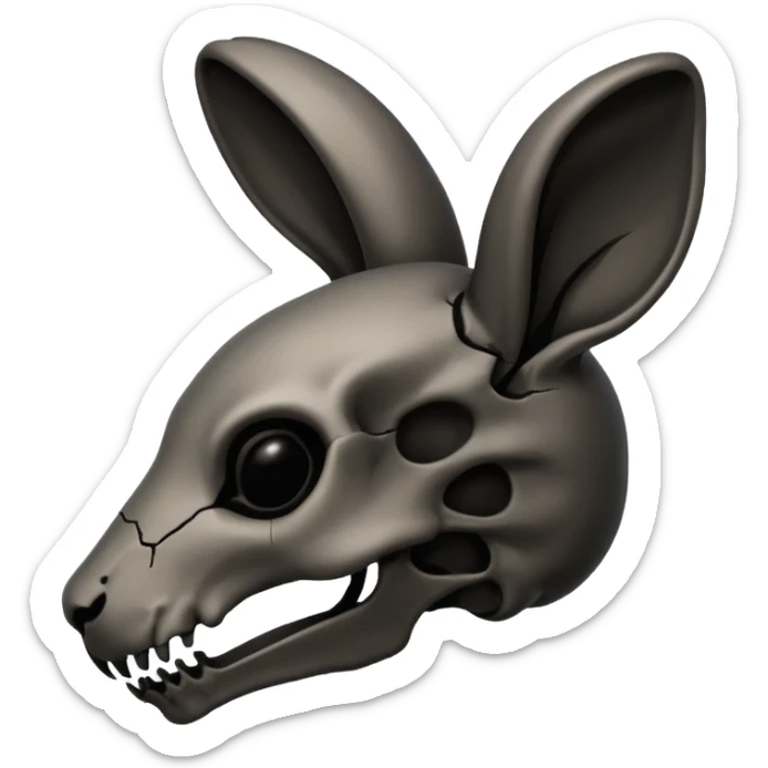 Tête de lapin squelette noire de profil avec des G à la place des yeux  sticker