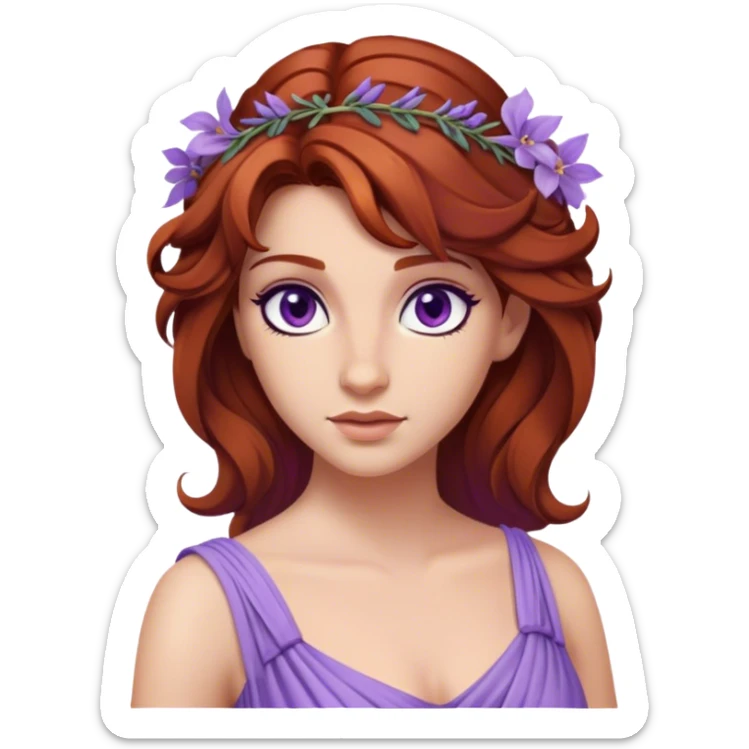 In Disney’s Hercules (1997), Megara is a witty and independent woman with auburn hair, purple eyes, and a lavender Grecian-style dress sticker