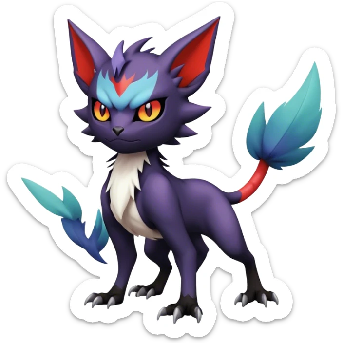 Edgy Cool Kawaii Litten-Noivern-Noibat-Absol-Pokémon Full Body sticker