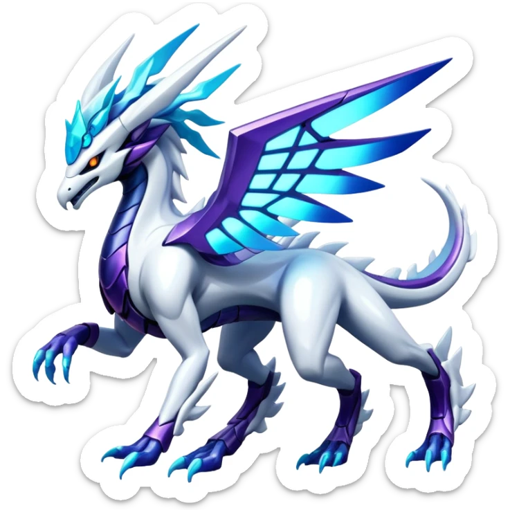 Colorful Futuristic Modern Epic Legendary Shiny Cyber-Suicune-Dialga-Reshiram-Creature, (full body) sticker