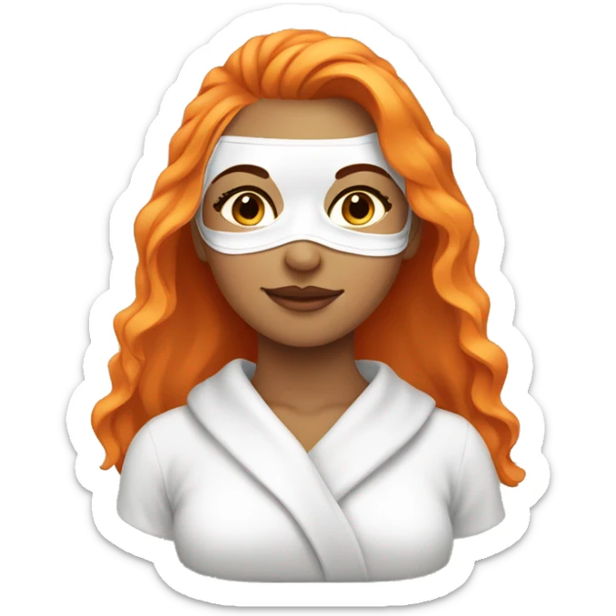 Tan girl with orange hair with face mask spa beauty full face relaxing sticker