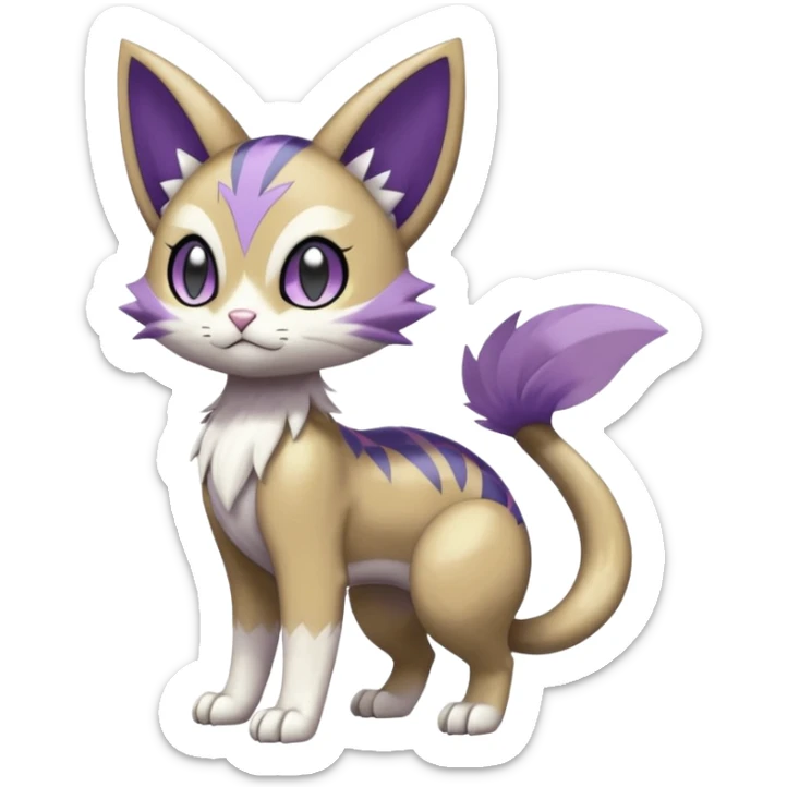 Meloetta-Purrloin-Gatomon-Trico-Pokémon-Fakémon-fusion-hybrid-creature sticker