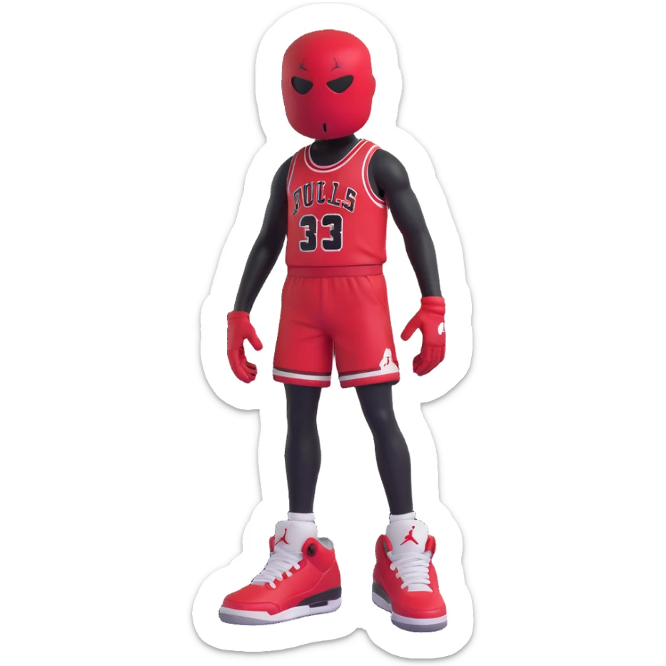 3D emoji style red Jordan Retro 3 sneaker with arms and legs, no face, standing pose sticker