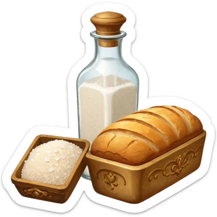  a one victorian bottle of salt and a loaf of bread sticker