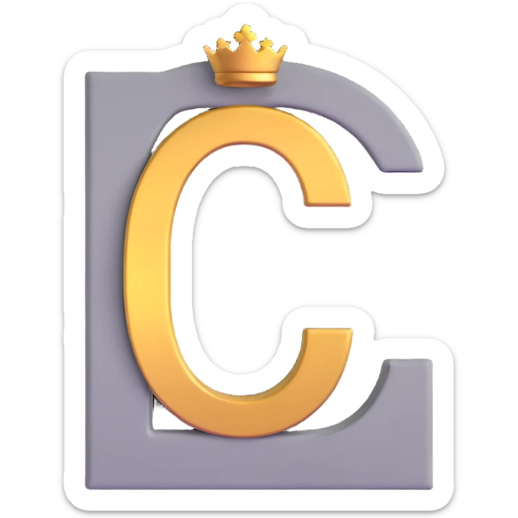 Gray letter C with an angelic golden halo above it, representing Grace/Gracie/graycee sticker