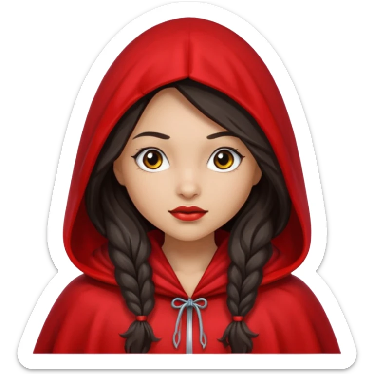 Little red riding hood light skin black with straight long wavy hair and long eyelashes  sticker