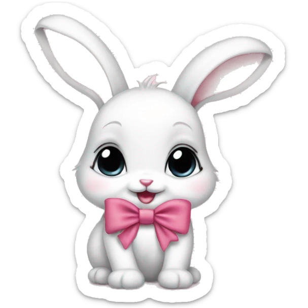 Baby bunny with coquette bow on ear sticker