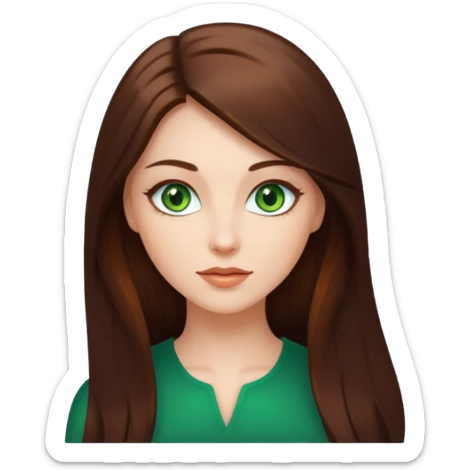 noia molt bonica amb caobells llargs i marrons brillanta i ulls verds sticker