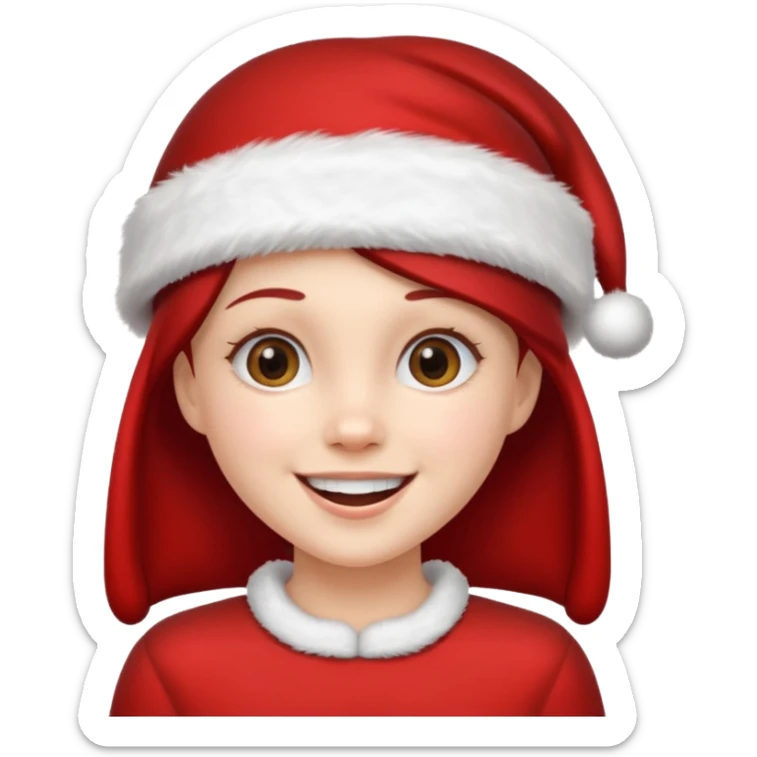 clean and vanilla girl with santa claus hat like holiday mood, christmas!! sticker