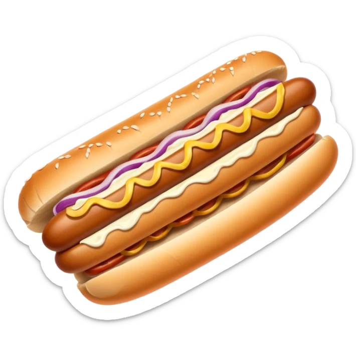 A Seattle style hotdog; a hot dog with cream cheese and grilled onions on it sticker