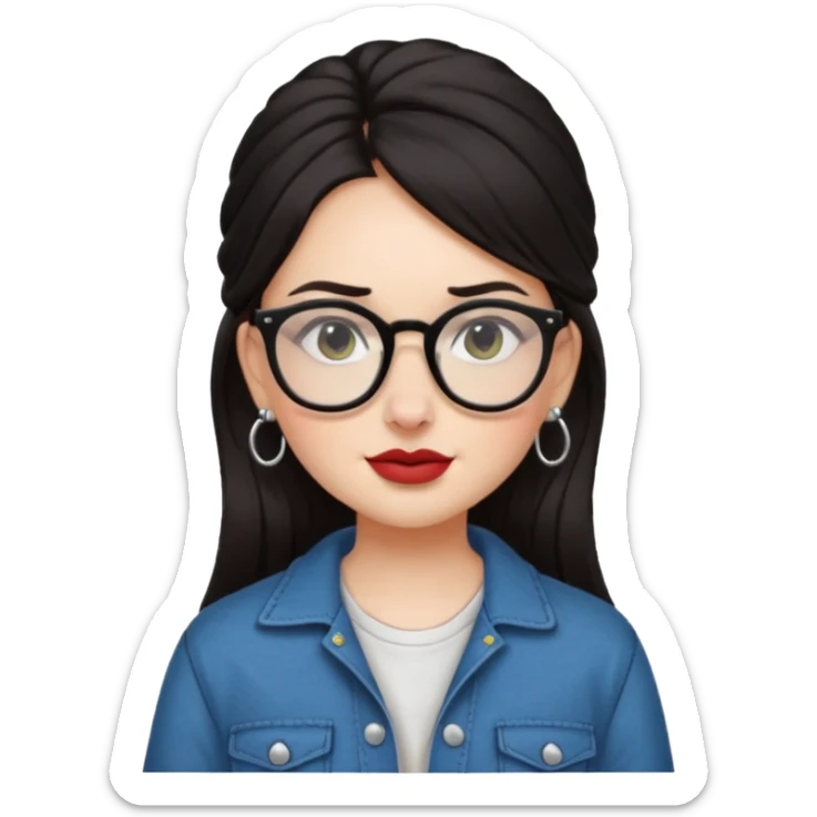 sarah babygirl dark hair and glasses with nose piercing and earrings and cool clothes sticker
