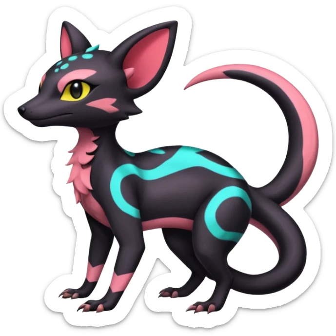 Neon pastel Salandit-Umbreon-Genet-Noivern-Civet-Hybrid (Full body) sticker