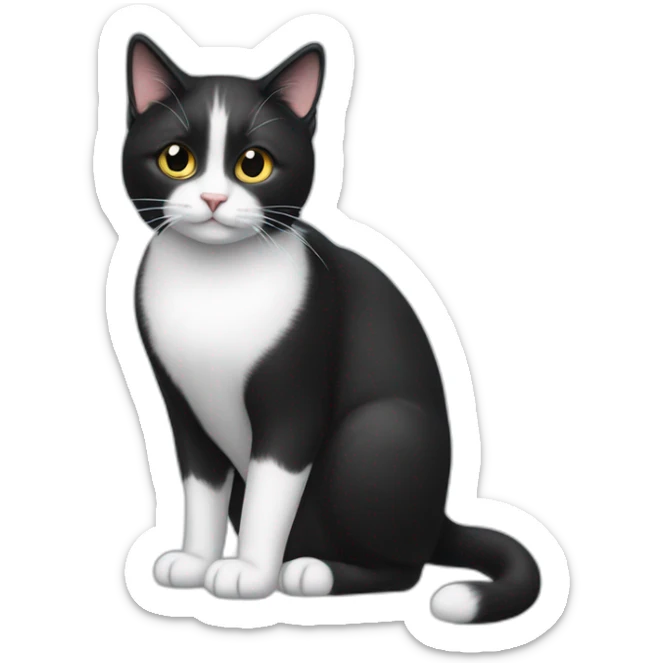 Cute Tux cat,The tail is always raised, and the tip of the tail is a small white ball. sticker